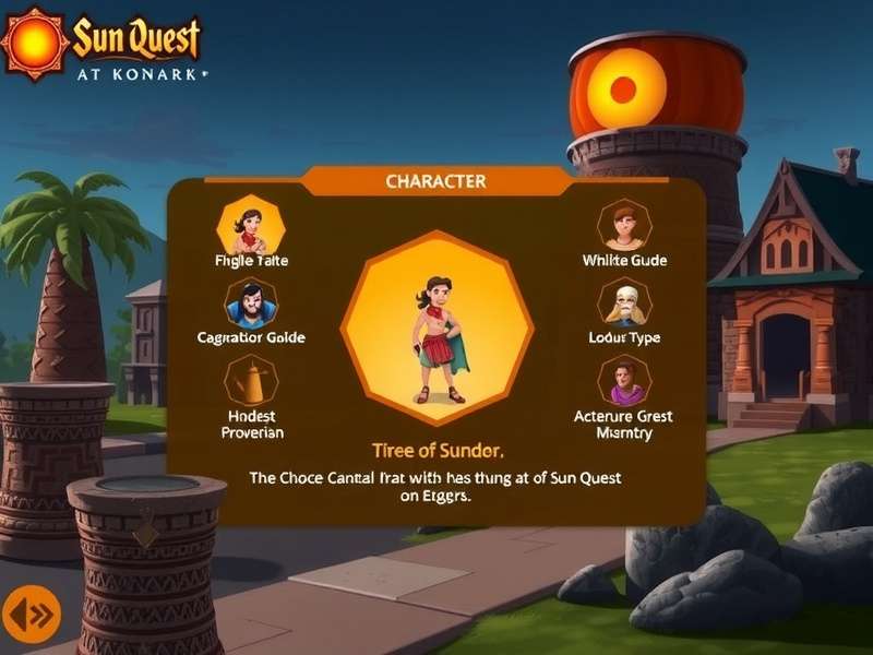 Sun Quest At Konark character selection screen